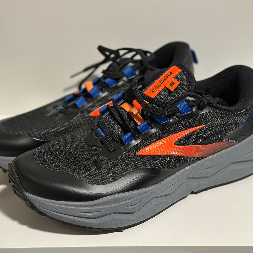 Brooks Caldera 5 Sneakers in Black with Orange & Blue Highlights